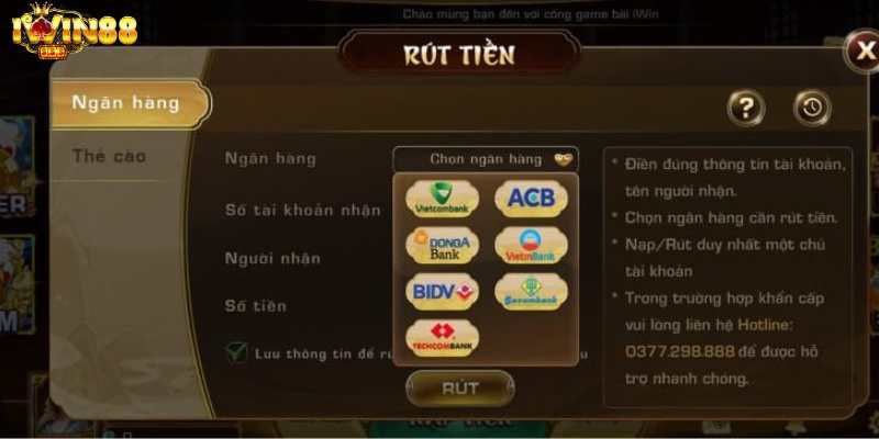 Cách nạp rút tiền iwin club bằng card mobi