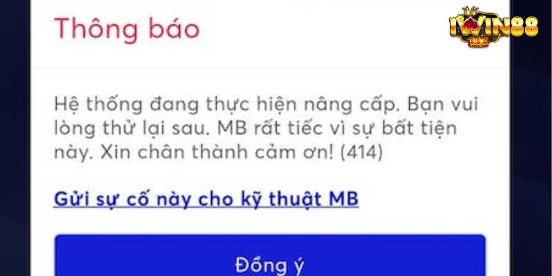 Lỗi hệ thống từ mã giao dịch iwin tại mb bank