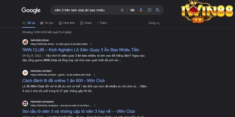 Xiên 3 trên iwin club ăn bao nhiêu?